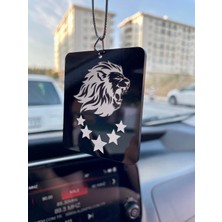 Siyah Pleksi Aslan Başı 5 Yıldız Araba Dikiz Aynası Süsü Çift Taraflı