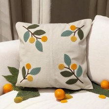 Mutlu Köşe Keten Pamuk Kumaş Panç Işlemeli Kırlent Kılıfı (Punch)