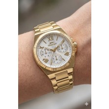 Slazenger 34MM Altın Renk Kadın Kol Saati | Altın Renk Çelik Kordon, Mineral Cam, 5 Atm