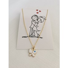 UltraMint Beyaz Kelebek Tasarımlı Şık Sevgililer Günü Hediye Kolye