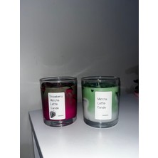 Matcha Latte ve Strawberry Matcha Latte Mum Seti Kokulu Mum