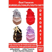UltraMint Özel Günler Için 3'lü Kardeş Kırmızı Kalpli Hediye Kutusu Seti