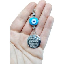 Mavi Danagözü Nazar Boncuğu Dikiz Aynası Süsü, Gümüş Renkli Yeni Hediye