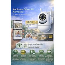 Azurtech 1080P Wifi Kamera Sistemi Kablolu Kamera 360° Döndürülebilir Iki Yönlü Konuşma App Uzaktan Kumandalı Kablolu Kamera Ev Ofis Iç Mekan USB ile Güçlendirilmiş Beyaz