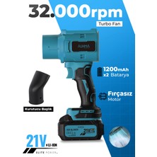 Auhma Ahv-18 Şarjlı Turbo Fan Hava Üfleyici Mavi - 21V Kömürsüz Motor (Brushless) - 32.000 Rpm Oto Kurutma, Pc Temizleme ve Bahçe Üfleme Makinesi