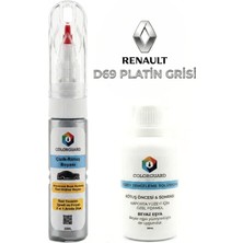 Colorguard Renault Dacia D69 Platin Grisi Iğneli & Fırçalı Şişe Rötuş Boyası ve Yüzey Temizleme Solüsyonu Seti