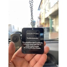 Siyah Pleksi Ayetel Kürsi ve Nazar Dualı Araba Dikiz Aynası Süsü