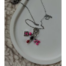 Barbie Çizgi Film Temalı Charmlı 316L Paslanmaz Çelik Kolye