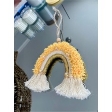 Gökkuşağı Desenli Sarı Dikiz Aynası Süsü, Şık ve Renkli Dekorasyon Parçası