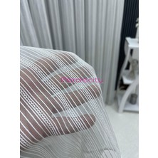 Perdecity Simli Çizgili MAKARNA14 Tül Perde 1x2,5 Sık Pile Ütü Istemez Ağır Gramajlı Her Odaya Ugun