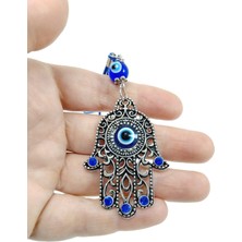 Mavi Parlak Taşlı Fatma Ana Eli Nazar Boncuklu Araba Dikiz Aynası Süsü