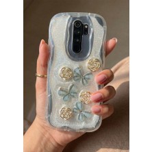Coolacs Xiaomi Redmi Note 8 Pro Uyumlu Kılıf Kamera Korumalı Kelebek ve Çiçek Kabartmalı Desenli Kapak