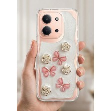 Coolacs Xiaomi Redmi 15C Uyumlu Kılıf Kamera Korumalı Kelebek ve Çiçek Kabartmalı Desenli Kapak