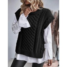 Yuga Knitting Örgü Detaylı Triko Kadın Süveter