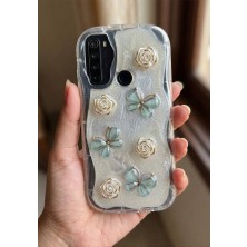 Coolacs Xiaomi Redmi Note 8 Uyumlu Kılıf Kamera Korumalı Kelebek ve Çiçek Kabartmalı Desenli Kapak