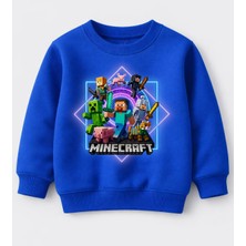 Efendioğlu Design Sweatshirt Ana Karakterler Mine Craft 8 Karakter Parlak Kare Içinde Pamuklu 3 Iplik Çocuk Sweat