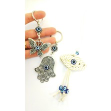 El Yapımı Nazar Boncuğu ve Kelebek Anahtarlık Seti, Araba Dikiz Aynası Süsü