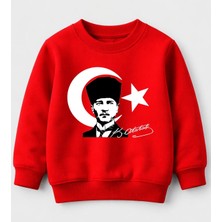 Efendioğlu Design Sweatshirt Atatürk ve Bayrak Baskılı Imzalı 23 Nisan Çocuk Sweatshirt