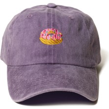 Nome Studio Donut Nakışlı Mor Şapka Minimal Emoji Nakışlı Pamuklu Eskitme Şapka