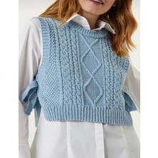 Yuga Knitting Kadın Yandan Bağlamalı Örgü Detaylı Süveter