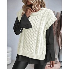 Yuga Knitting Örgü Detaylı Triko Kadın Süveter