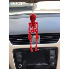 Iskelet Ayna Süsü Kırmızı Dekorasyon Aksesuarı, Şık ve Modern Tasarım