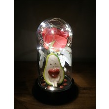 UltraMint Kırmızı Gül Çiçek Kalpli Işıklı Fanus, Sevgililer ve Anneler Günü Hediyesi