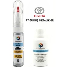 COLORGUARD Toyota 1F7 Gümüş Metalik Gri İğneli ve Fırçalı 2 si 1 Arada Şişe Rötuş Boyası ve Yüzey Temizleme Solüsyonu Seti