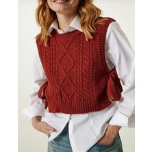 Yuga Knitting Kadın Yandan Bağlamalı Örgü Detaylı Süveter