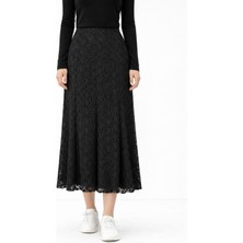 Dantel Yüksek Bel Lastik Rahat Etek