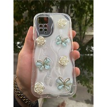 Coolacs Xiaomi Redmi Note 11/11S Uyumlu Kılıf Kamera Korumalı Kelebek ve Çiçek Kabartmalı Desenli Kapak