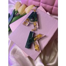 El Yapımı Epoksi Haki Gold Çift Harfli Araç Dikiz Aynası Süsü