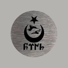 CRF Reklam Promosyon Matbaa Türk Bayrağı Kurt Ay Yıldız Gerçek Metal Logo Yuvarlak Arkası Yapışkanlı 5 cm 1 Adet