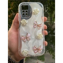 Coolacs Xiaomi Redmi Note 11/11S Uyumlu Kılıf Kamera Korumalı Kelebek ve Çiçek Kabartmalı Desenli Kapak