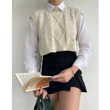 Yuga Knitting Kadın Yandan Bağlamalı Örgü Detaylı Süveter