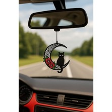 Ayda Oturan Kedi Şekilli Dikiz Aynası Süsü, Şık ve Eğlenceli Dekorasyon