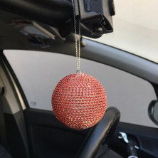 Otohousse Kristal Taşlı Disko Topu Dikiz Ayna Süsü Büyük 8cm Kırmızı