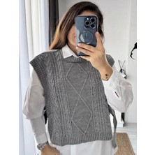 Yuga Knitting Kadın Yandan Bağlamalı Örgü Detaylı Süveter