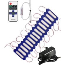 Powerr Led Aydınlatma 20 Adet 24 Volt 2 Watt Mavi Cob LED Modül 12A Tek Renk Rf Dimmer 2A Priz Tipi Adaptör Set