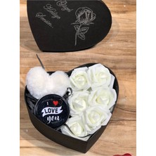 UltraMint Sevgililer Günü Kalpli Peluş Anahtarlık ve Mum, Kalp Kutuda