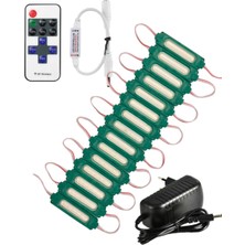 Powerr Led Aydınlatma 20 Adet 24 Volt 2 Watt Yeşil Cob LED Modül 12A Tek Renk Rf Dimmer 2A Priz Tipi Adaptör Set