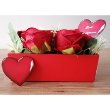 UltraMint Kadife Kırmızı Gül Çiçek Hediye Kutusu, Sevgililer ve Anneler Günü Için