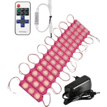 Powerr Led Aydınlatma 20 Adet 24 Volt 3 Watt 3 Lens Pembe 3030 LED Modül 12A Tek Renk Rf Dimmer 2A Priz Tipi Adaptör Set
