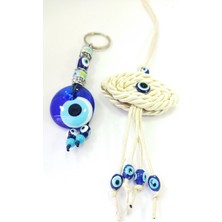 El Yapımı Nazar Boncuğu Cam Anahtarlık ve Gözlü Araba Süsü Set