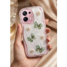 Coolacs Oppo A6 Pro Uyumlu Kılıf Kamera Korumalı Kelebek ve Çiçek Kabartmalı Desenli Kapak