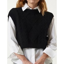 Yuga Knitting Kadın Yandan Bağlamalı Örgü Detaylı Süveter