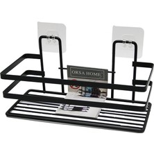 Veralya Yapışkanlı Askılı Çok Amaçlı Siyah Kare Banyo Raf