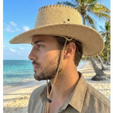 Reva Bej Hasır Görünümlü Ipli Kovboy & Safari Şapkası