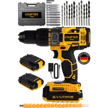 Normadia 36V 5AH Çift Bataryalı Çelik Şanzuman Darbeli Şarjlı Matkap Seti