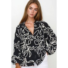 Lior Design Siyah Kordone Nakışlı Premium Dokuma Gömlek BCHESQ-251149